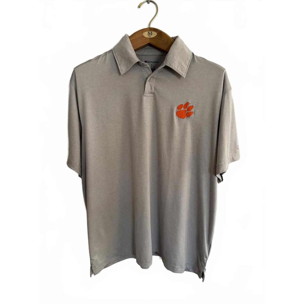 Clemson Men's Gray Polo Shirt with Clemson Logo